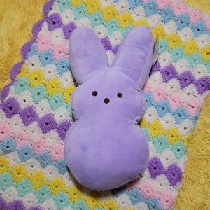Vintage Handmade Girls Afghan Blanket Lavender White Yellow